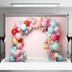 Lofaris Sweet Candy Balloon Arch Cake Smash Photography Backdrop Pastel Lollipop Party Background