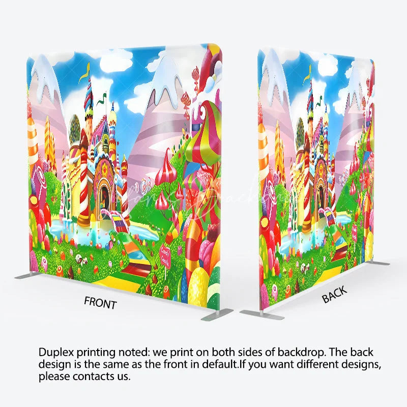 Lofaris Sweet Candy Castle Tension Fabric Backdrop Colorful Lollipop Rainbow Decor Fantasy Land Theme Background for Birthday