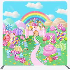 Lofaris Sweet Cartoon Candyland World Square Tension Backdrop