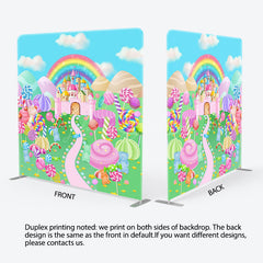 Lofaris Sweet Cartoon Candyland World Square Tension Backdrop
