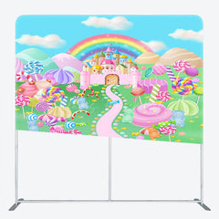 Lofaris Sweet Cartoon Candyland World Square Tension Backdrop