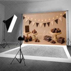 Lofaris Sweet Chocolate and Truffle Photo Backdrop Candy Shop Birthday Cake Smash Photography Background