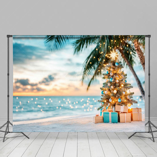 Lofaris Sweet Coconut Tree Beach Christmas In July Backdrop