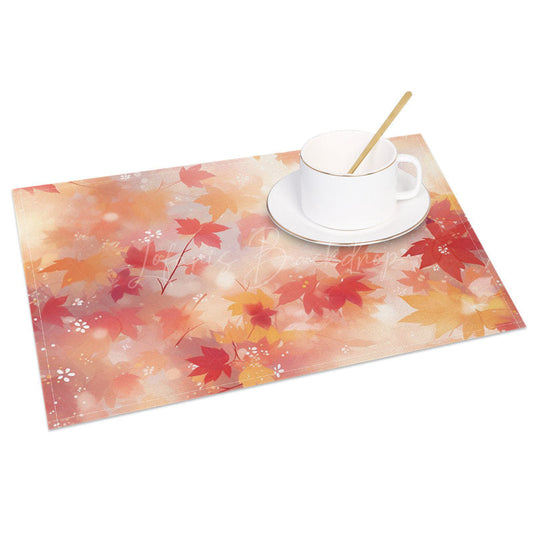Lofaris Sweet Color Bokeh Maple Leaves Set of 4 Placemats