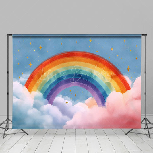 Lofaris Sweet Color Cloud With Rainbow Cake Smash Backdrop
