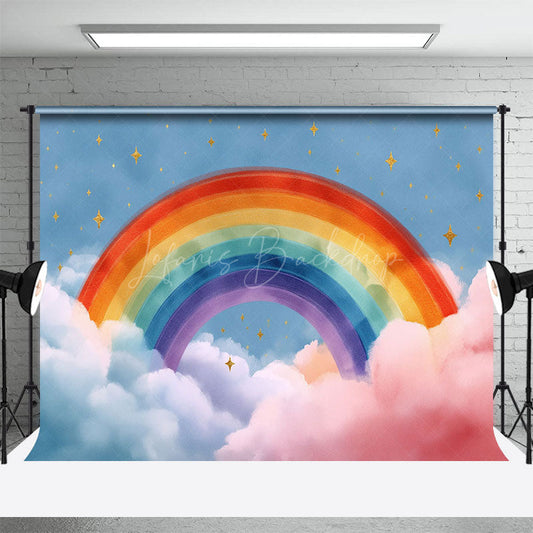 Lofaris Sweet Color Cloud With Rainbow Cake Smash Backdrop