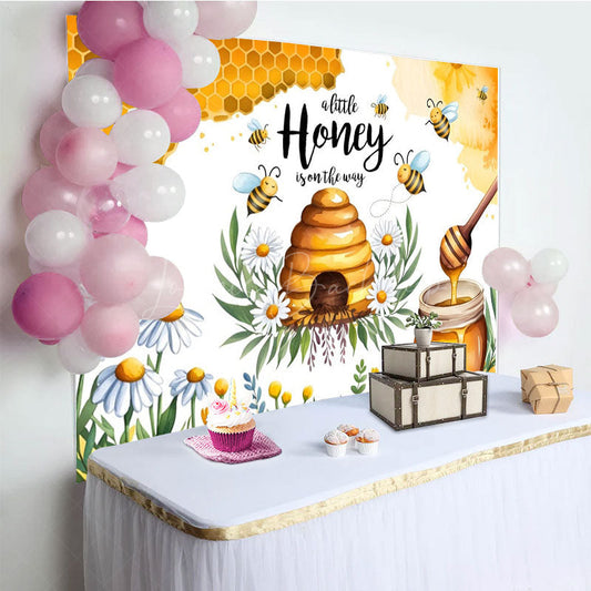 Lofaris Sweet Daisy Honey Is On The Way Baby Shower Backdrop