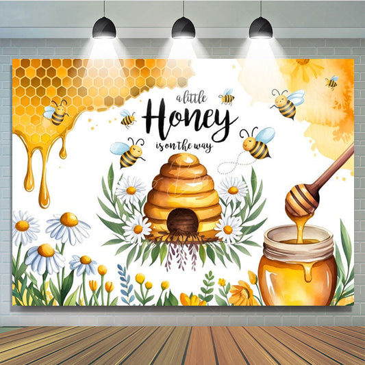 Lofaris Sweet Daisy Honey Is On The Way Baby Shower Backdrop