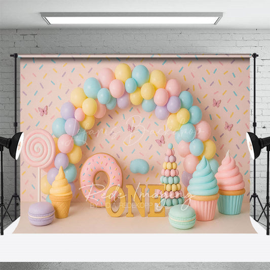 Lofaris Sweet Donut Dessert Balloon Arch Cake Smash Backdrop