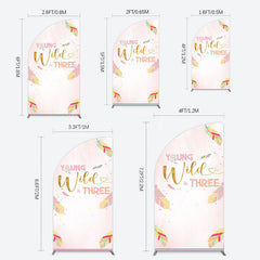 Lofaris Sweet Feather Young Wild Three Birthday Half Moon Arch Backdrop