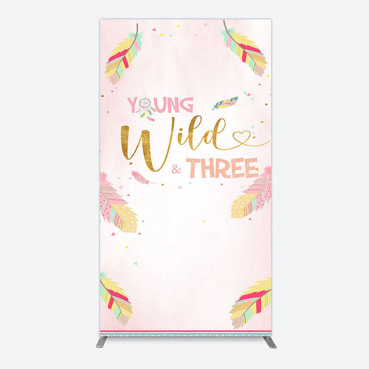 Lofaris Sweet Feather Young Wild Three Birthday Rectangle Backdrop
