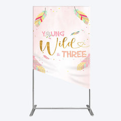 Lofaris Sweet Feather Young Wild Three Birthday Rectangle Backdrop