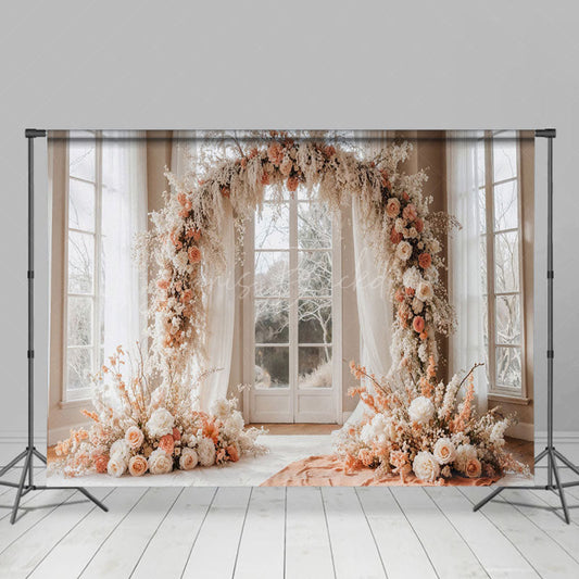 Lofaris Sweet Floral Arch Window Boho Wedding Backdrop