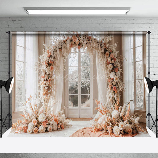 Lofaris Sweet Floral Arch Window Boho Wedding Backdrop