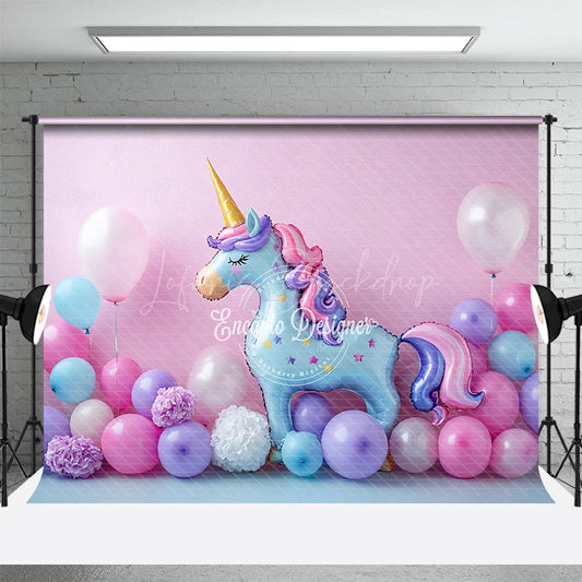 Lofaris Sweet Floral Balloon Unicorn Cake Smash Backdrop