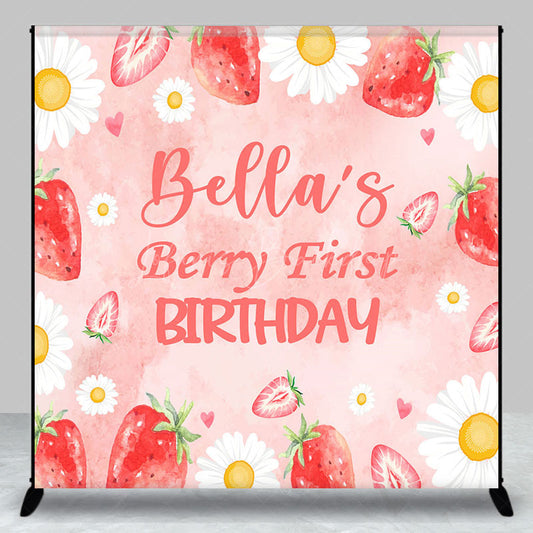 Lofaris Sweet Floral Berry Custom First Birthday Backdrop