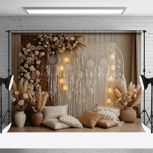 Lofaris Sweet Floral Boho Indoor Lights Wedding Backdrop