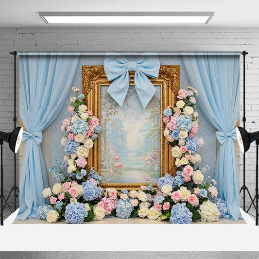 Lofaris Sweet Floral Bows Curtain Fine Art Wedding Backdrop