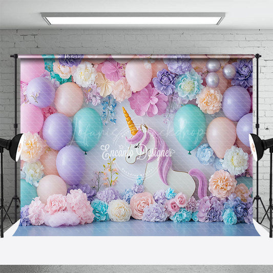 Lofaris Sweet Floral Hydrangea Unicorn Cake Smash Backdrop