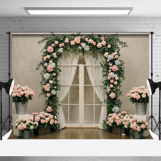 Lofaris Sweet Floral Plants Arched Door Wedding Backdrop