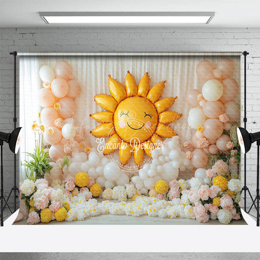 Lofaris Sweet Floral Sun Balloon Curtain Cake Smash Backdrop