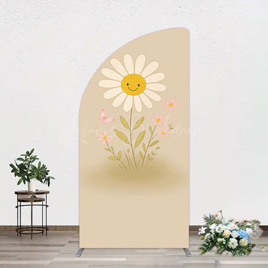 Lofaris Sweet Flower Butterfly Happy Birthday Half Moon Arch Backdrop