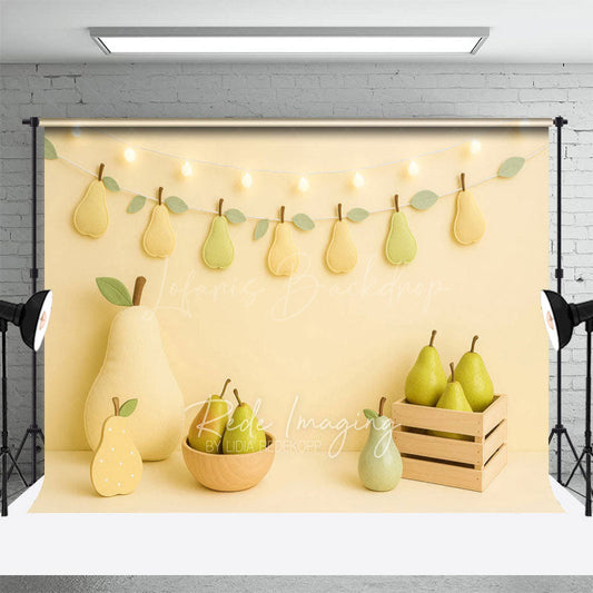 Lofaris Sweet Fresh Pears Lights Photo Cake Smash Backdrop