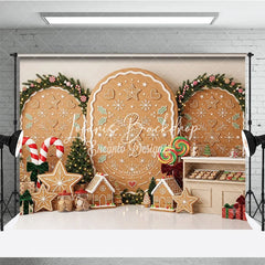 Lofaris Sweet Gingerbread Cookie Holiday Backdrop with Festive Christmas Trees Candy Canes Decor Winter Party Photography