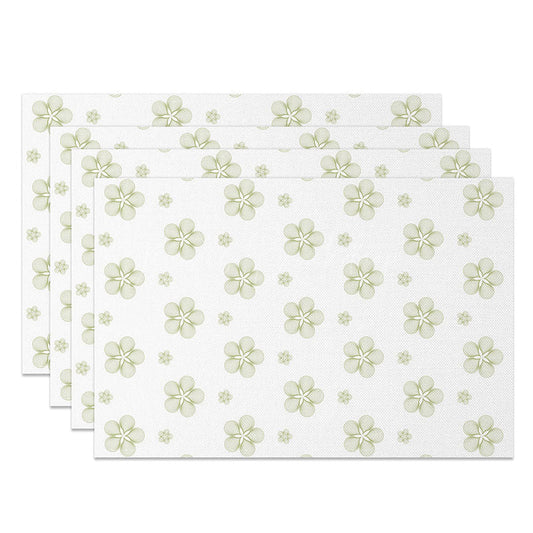 Lofaris Sweet Green Boho Floral Placemats Set of 4 Repeating Flower Pattern for Farmhouse Kitchen Table Decor