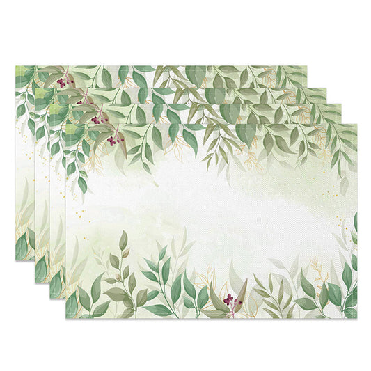 Lofaris Sweet Green Boho Leaf Placemats Set of 4 for Spring Farmhouse and Botanical Themed Kitchen Dining