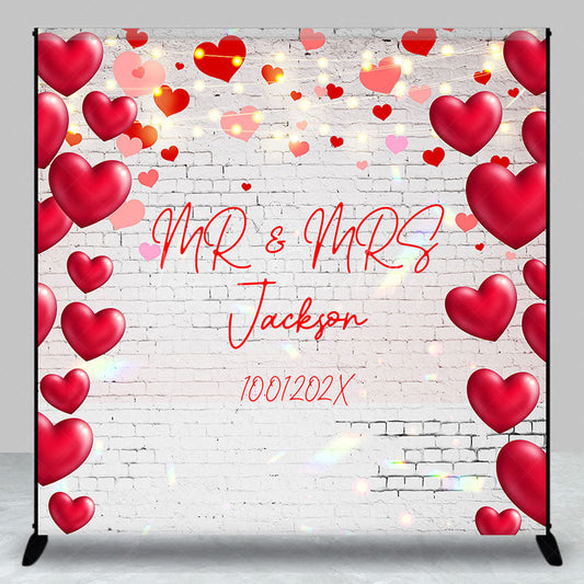Lofaris Sweet Hearts White Bricks Custom Wedding Backdrop