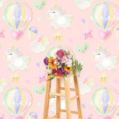Lofaris Sweet Hot Air Balloon Unicorn Cake Smash Backdrop