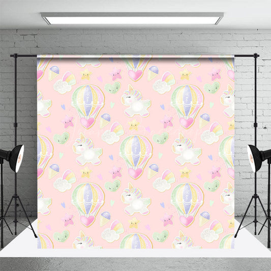 Lofaris Sweet Hot Air Balloon Unicorn Cake Smash Backdrop