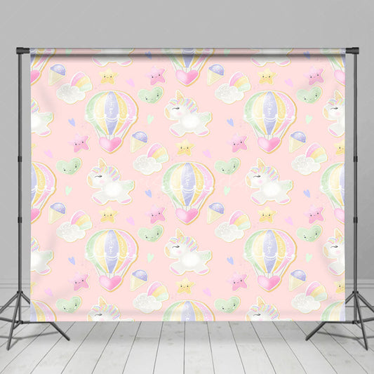 Lofaris Sweet Hot Air Balloon Unicorn Cake Smash Backdrop