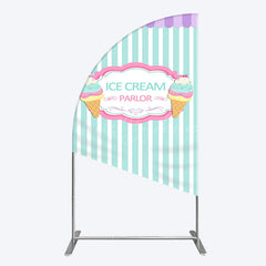 Lofaris Sweet Ice Cream Parlor Happy Birthday Half Moon Arch Backdrop