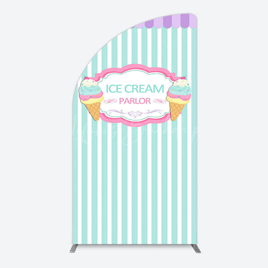 Lofaris Sweet Ice Cream Parlor Happy Birthday Half Moon Arch Backdrop