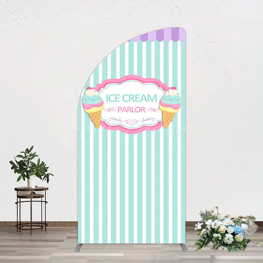 Lofaris Sweet Ice Cream Parlor Happy Birthday Half Moon Arch Backdrop