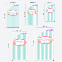 Lofaris Sweet Ice Cream Parlor Happy Birthday Half Moon Arch Backdrop