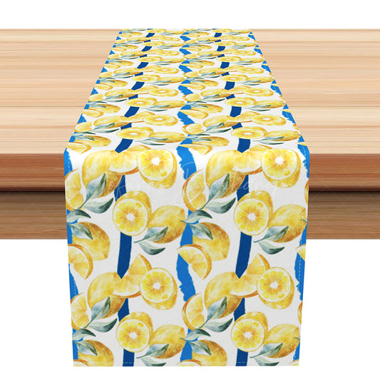 Lofaris Sweet Lemon Slice Pattern Table Runner Repetitive Citrus Fruit Design Fresh Summer Kitchen or Party Decor