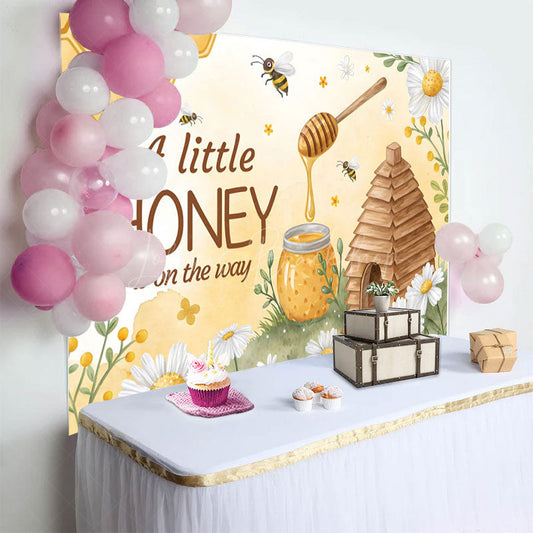 Lofaris Sweet Little Honey Cabin Floral Baby Shower Backdrop