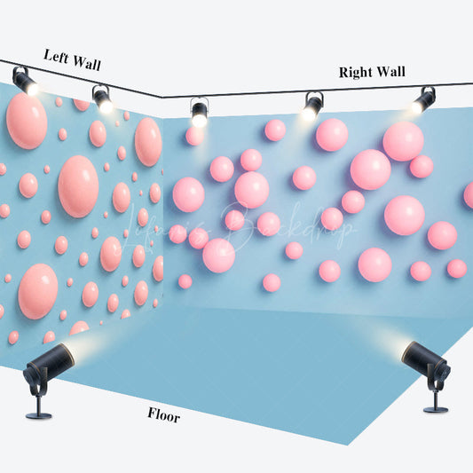 Lofaris Sweet Macaron Color Scheme Bubbles Room Set Backdrop