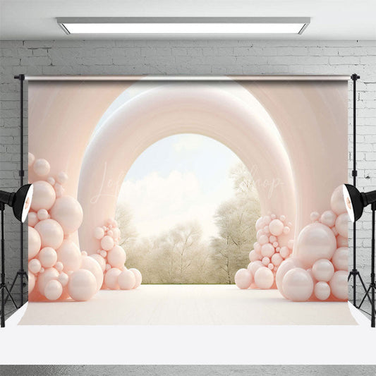 Lofaris Sweet Nude Color Balloon Arched Wedding Backdrop