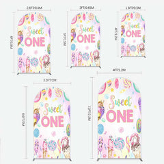Lofaris Sweet One First Birthday Arch Backdrop Ice Cream and Candy Land Party Girls Donut Lollipop Photo Prop Decor