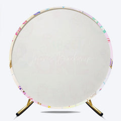 Lofaris Sweet One First Birthday Round Backdrop Ice Cream and Candy Land Party Girls Donut Lollipop Photo Prop Decor