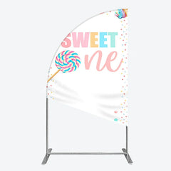 Lofaris Sweet One Pastel Candy Dessert Half Moon Arch Backdrop Colorful First Birthday Party Decoration