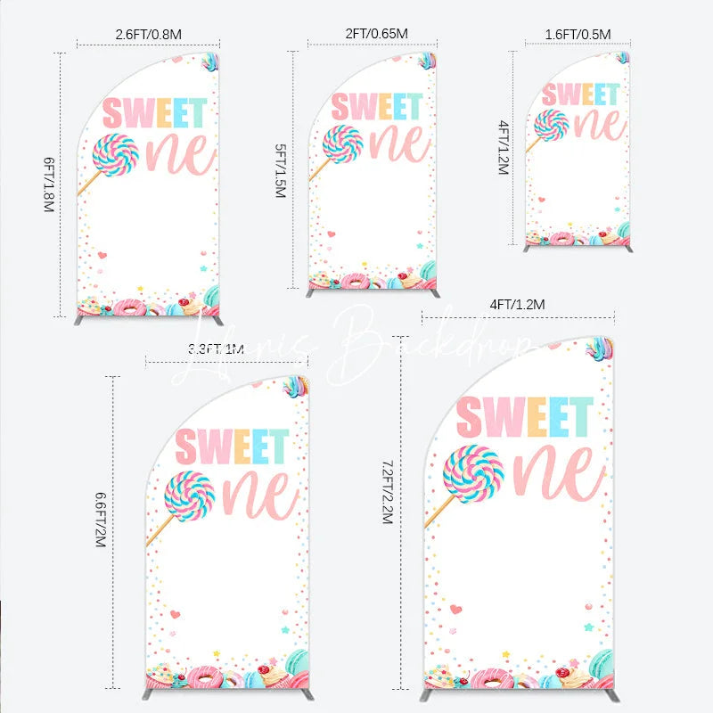 Lofaris Sweet One Pastel Candy Dessert Half Moon Arch Backdrop Colorful First Birthday Party Decoration