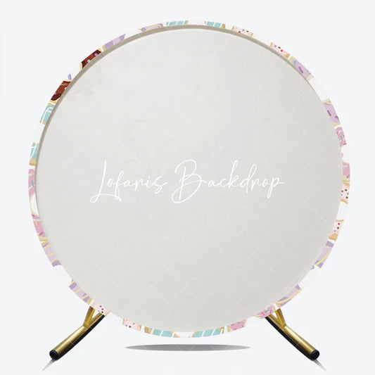 Lofaris Sweet ONE Pastel Donut Round Backdrop with Colorful Sprinkles Cute First Birthday Celebration Party Decor