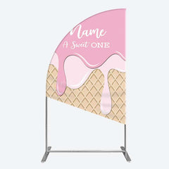 Lofaris Sweet One Pink Girls Birthday Half Moon Arch Backdrop