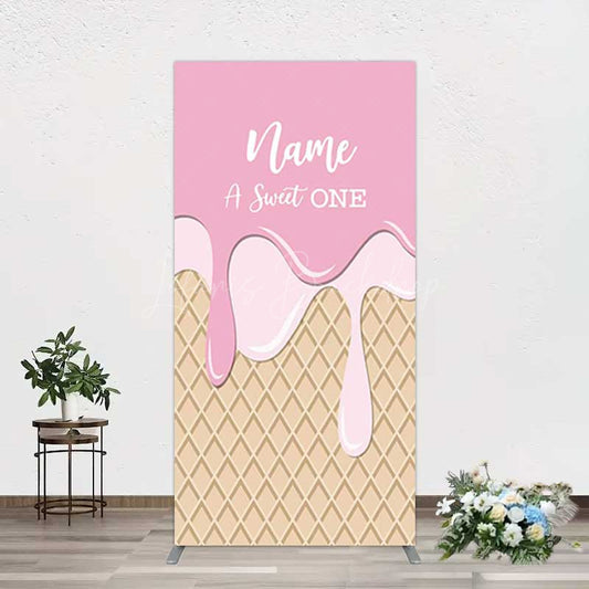 Lofaris Sweet One Pink Girls Birthday Rectangle Backdrop
