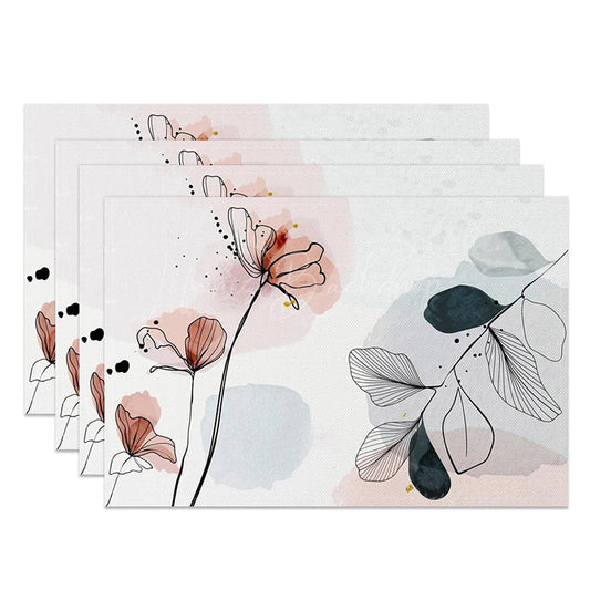 Lofaris Sweet Painted Floral Placemats Set of 4 Fresh and Colorful Design for Spring Summer Kitchen Decor